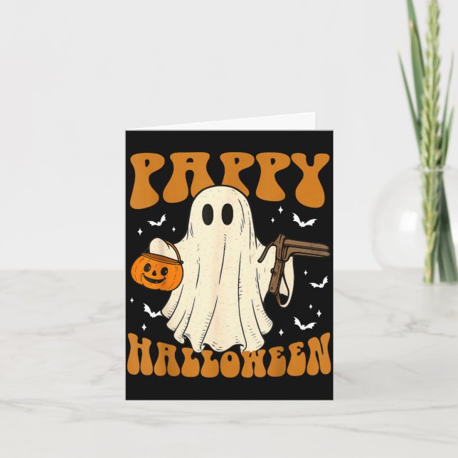 Pappa halloween spöke med spegel ob omvårdnad kort (Framsida)