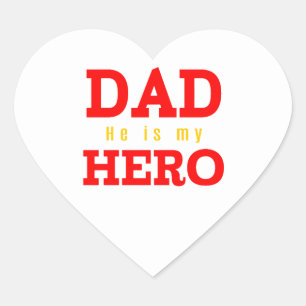 Pappa Han är min Hero Hjärtformat Klistermärke