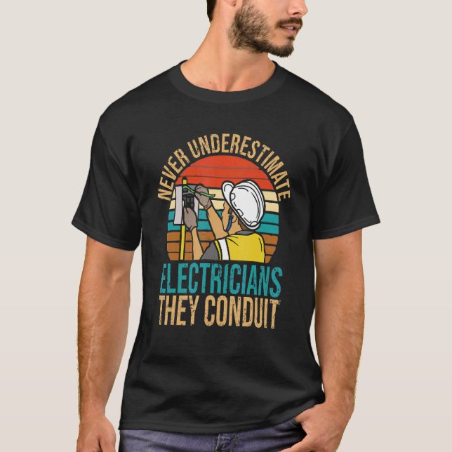 Pappa Handyman Electrician Conduit Electrical Eng T Shirt (Framsida)