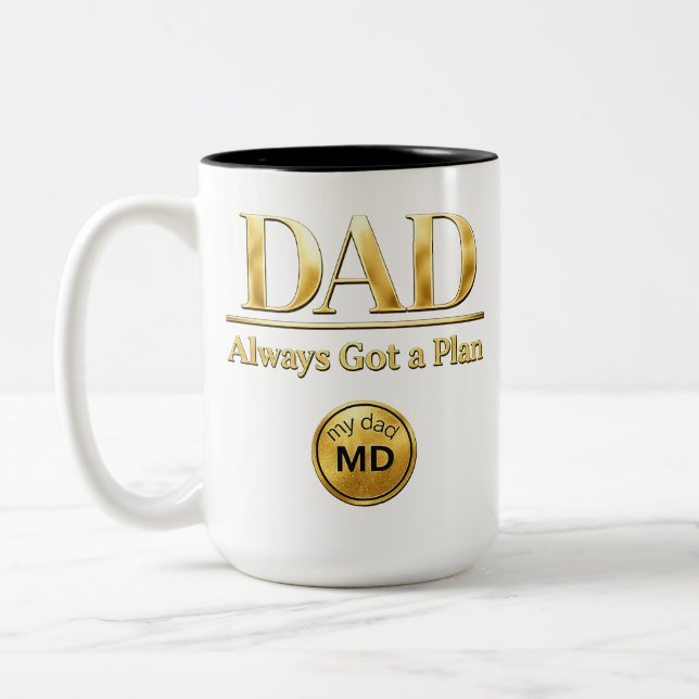 Pappa — Har Alltid En Plan Två-Tonad Mugg (Vänster)
