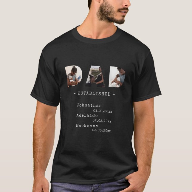 Pappa har etablerat barn Namn födelsemeddelandefot T Shirt (Framsida)