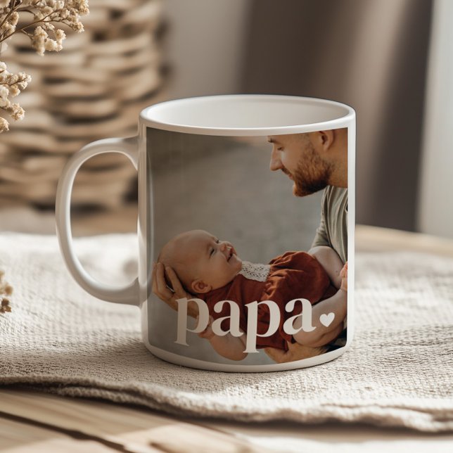 Pappa Heart - First Fars dag Photo Kaffemugg (Zazzle Papa Heart - First Father's Day Photo  Coffee Mug (Front))
