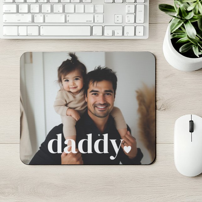 Pappa Heart - First Fars dag Photo Musmatta (Zazzle Daddy Heart - First Father's Day Photo  Mouse Pad)