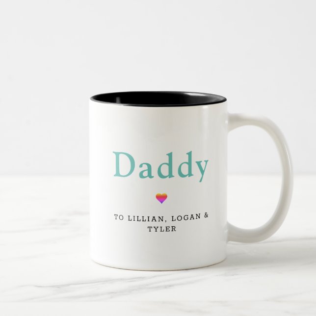 Pappa Heart Modern Fars dag Children Namn Två-Tonad Mugg (Höger)