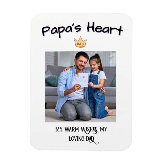 Pappa Heart - Personlig First Fars dag Pho Magnet (Vertikal)