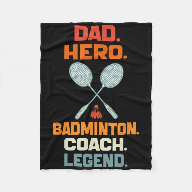 Pappa Hero Badminton Coach Legend Fars dag Badmin Fleecefilt (Framsidan)