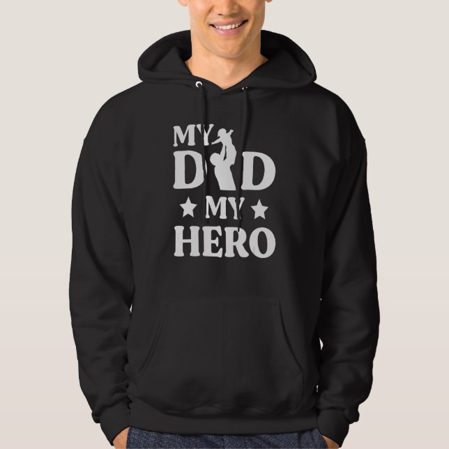 Pappa Hero Far pappa Pappa Stepdad Son Dotter Pa Hoodie (Framsida)