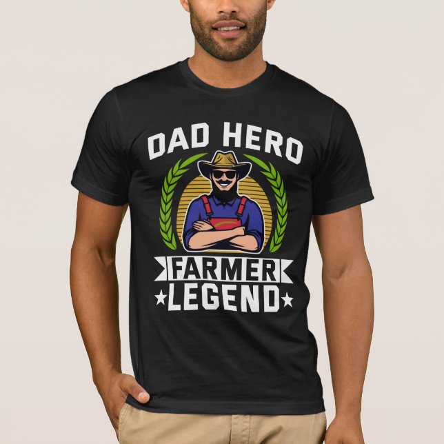Pappa Hero Farmer Legend Fars dag T Shirt (Framsida)