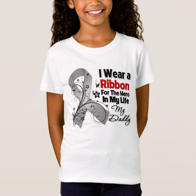 Pappa Hero i mitt liv Brain Cancer T-shirt (Framsida)