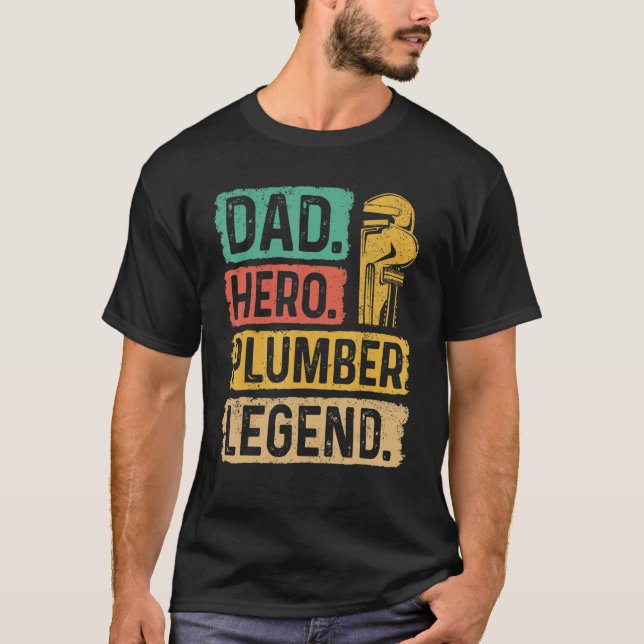 Pappa Hero Plumber Legend Wrench Tradesman plumber T Shirt (Framsida)