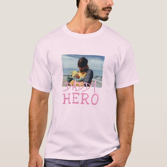 Pappa Hero Rosa Typography Pappa Photo T Shirt (Framsida)