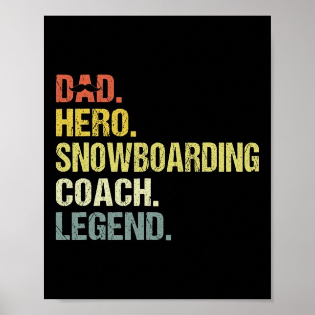 Pappa Hero Snowboarding Coach Funny Snowboarding C Poster (Framsidan)