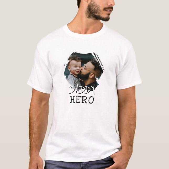 Pappa Hero Typography Pappa Photo Keepsaké T Shirt (Framsida)