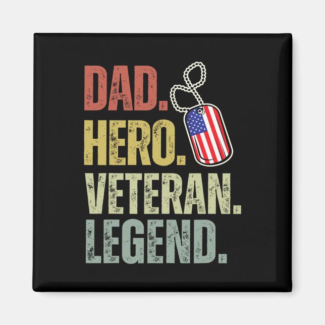 Pappa Hjälte Veteran Legend Fars Dag Pappa Farfar  Magnet (Framsidan)