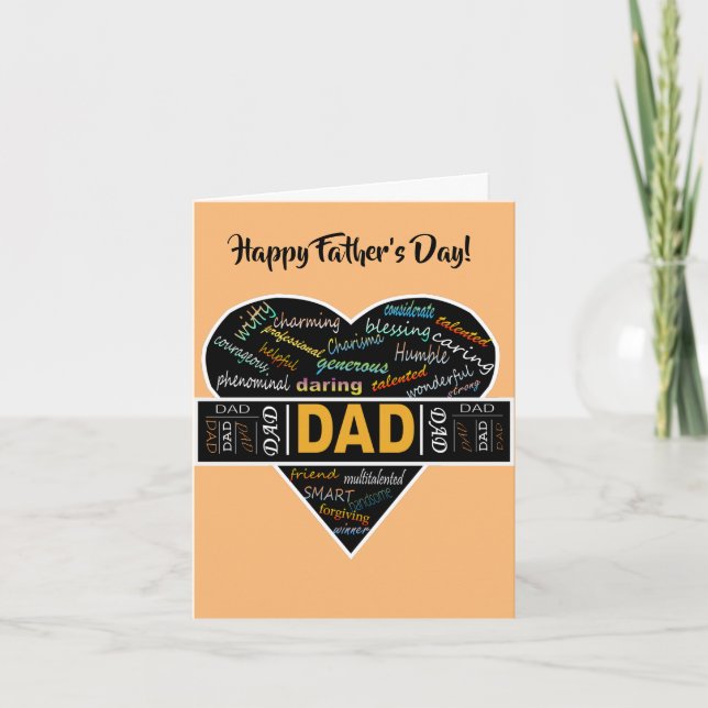 Pappa Hjärtat Afroamerikansk Glad Fars Dag Kort (Framsida)