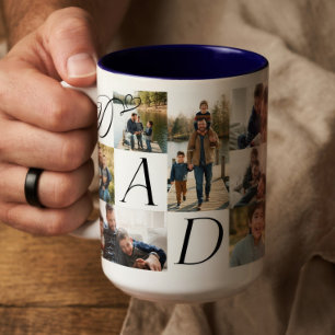 Pappa Hjärtat Familj Foto Collage Glad Fars Dag Två-Tonad Mugg