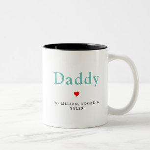 Pappa Hjärtat Moderna Fars Dagen Barn Namn Två-Tonad Mugg