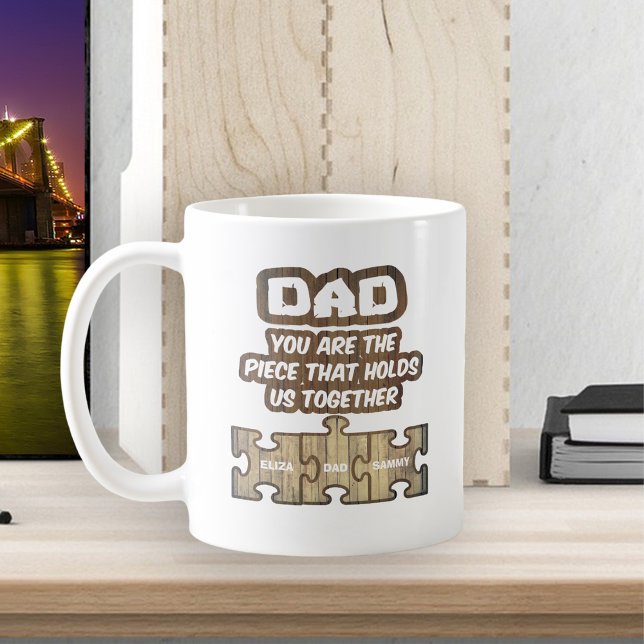 Pappa Holding Family | 2 Namn Edition Kaffemugg (Skapare uppladdad)