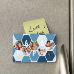 Pappa Honeycomb Photo Collage 5 Photo 4 Brev Magnet<br><div class="desc">Honeycomb-fotomagnet,  personlig med 5 av dina favoritfoton och utskrift med 4 brev namn,  t.ex. PAPPA. Utformningen har en honeycomb-fotokollage i blå och vit nyans. Om du vill ha ett annat färg och ett annat namn kan du bläddra i min butik i Honeycomb Photo Collage-samlingen.</div>