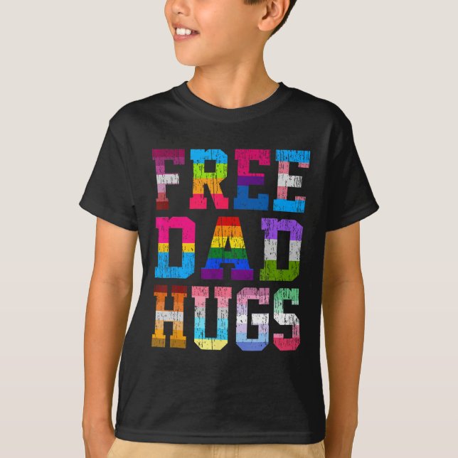 Pappa Hugs för Pride månad LGBT Fars dag T Shirt (Framsida)