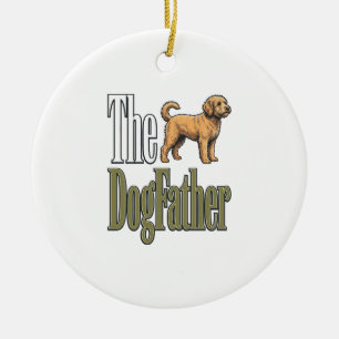 Pappa Hund Vintage Gravyr Hundälskare Design_1 Julgransprydnad Keramik
