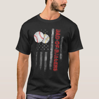 Pappa i Ballers American Flagga Baseball Softball  T Shirt