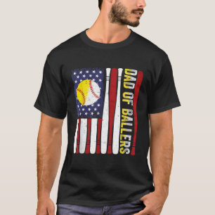 Pappa i Ballers Baseball Softball American Flagga T Shirt