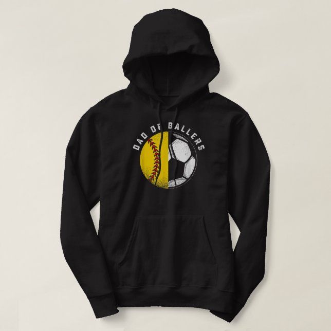 Pappa i Ballers Far Son Softball Player C Hoodie (Design framsida)