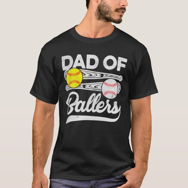 Pappa i Ballers Fars dag Baseball Softball Pappa C T Shirt (Framsida)