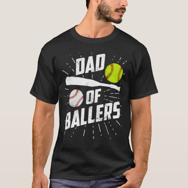 Pappa i Ballers Funny Baseball Softball Game Far T Shirt (Framsida)