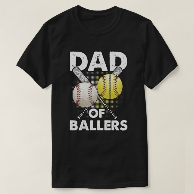 Pappa i Ballers Pappa i Baseball and Softball Play T Shirt (Design framsida)