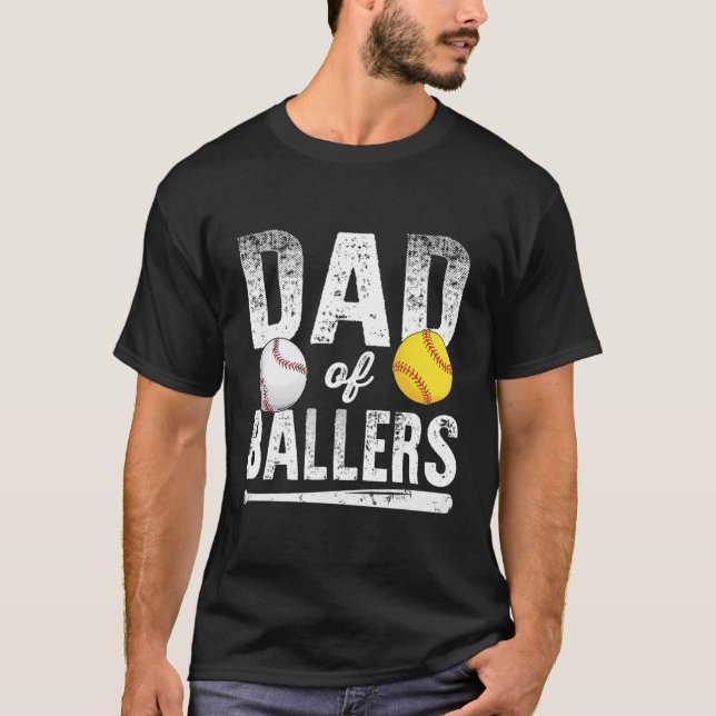 Pappa i Ballers Shirt Baseball Softball  T Shirt (Framsida)