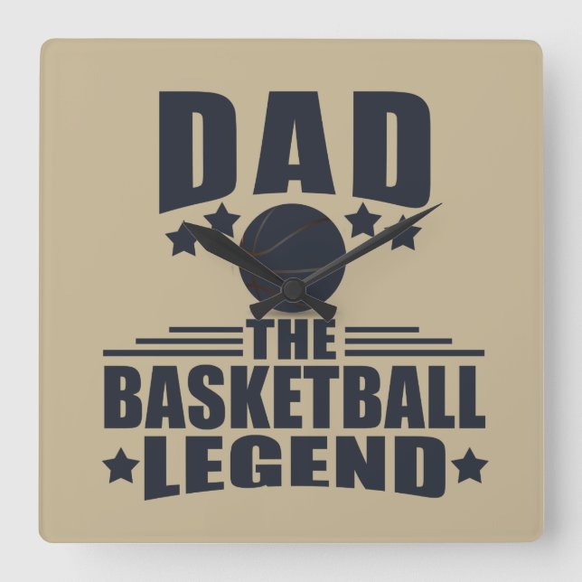 Pappa i basketens legend, lustiga fars dag-gåvor fyrkantig klocka (Framsida)