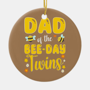 Pappa i bidagens Twillingar, födelsedagsfamiljen Julgransprydnad Keramik