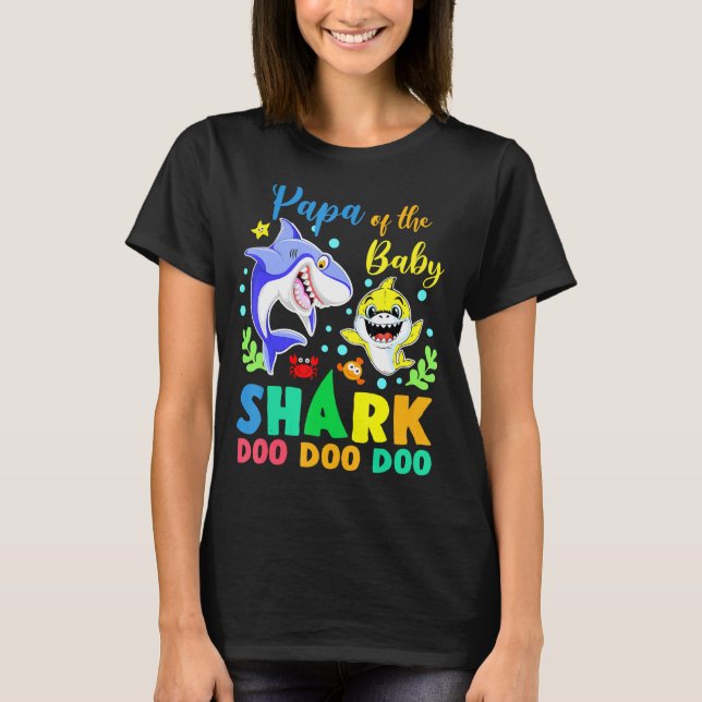 Pappa i Birthday Boy Shark Blue Gult Doo Doo T Shirt (Framsida)