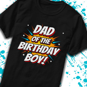 Pappa i Birthday Boy Superhjälte Tecknader Tecknad T Shirt