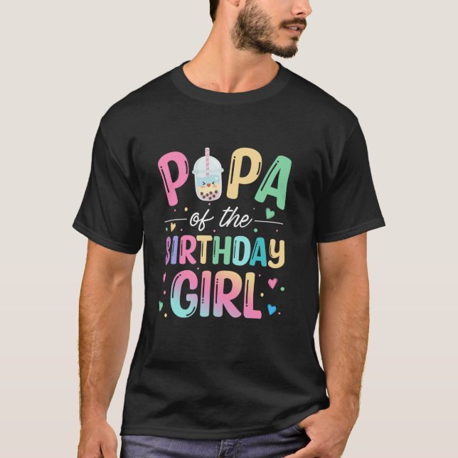 Pappa i Birthday Girl Bubble Boba Tea Party Fa T Shirt (Framsida)