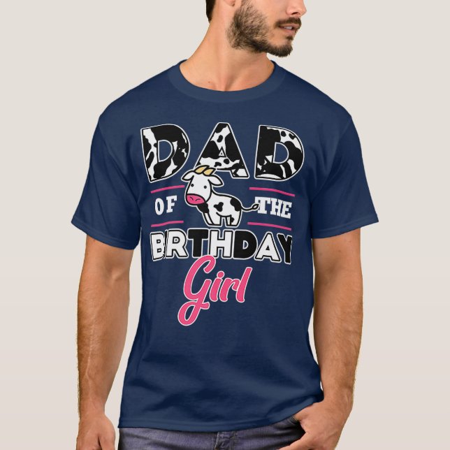 Pappa i Birthday Girl Cow Älskare Theme pappa Part T Shirt (Framsida)