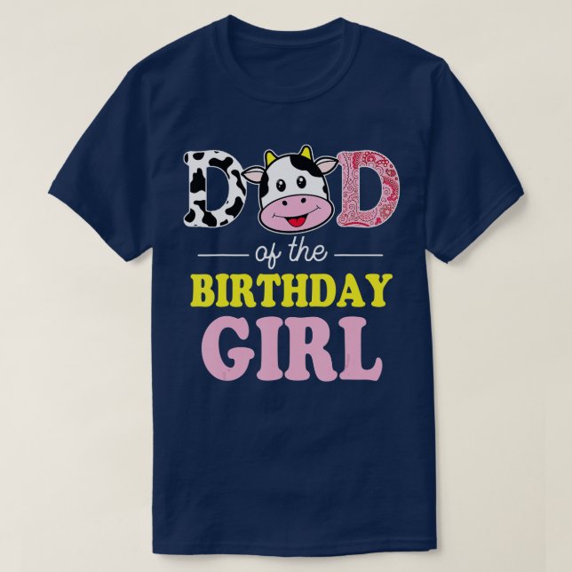 Pappa i Birthday Girl Farm Cow Pappa Pappa 1:a T Shirt (Design framsida)