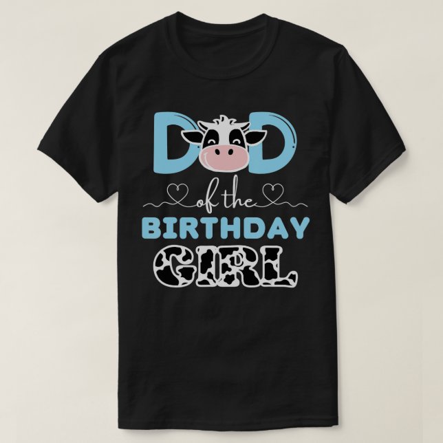 Pappa i Birthday Girl Farm Cow Pappa Pappa 1:a T Shirt (Design framsida)