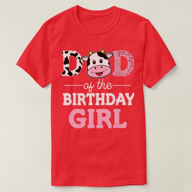 Pappa i Birthday Girl Farm Cow Pappa Pappa 1:a T Shirt (Design framsida)