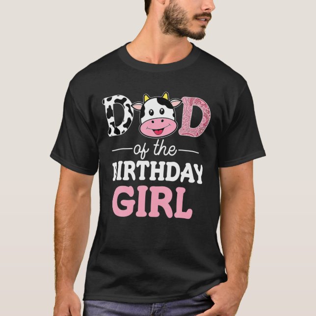 Pappa i Birthday Girl Farm Cow Pappa Pappa 1st T Shirt (Framsida)