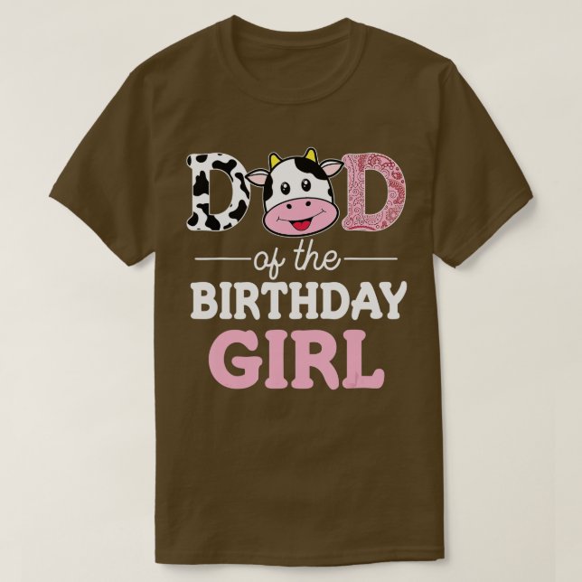 Pappa i Birthday Girl Shirt Farm Cow Pappa Pappa T Shirt (Design framsida)