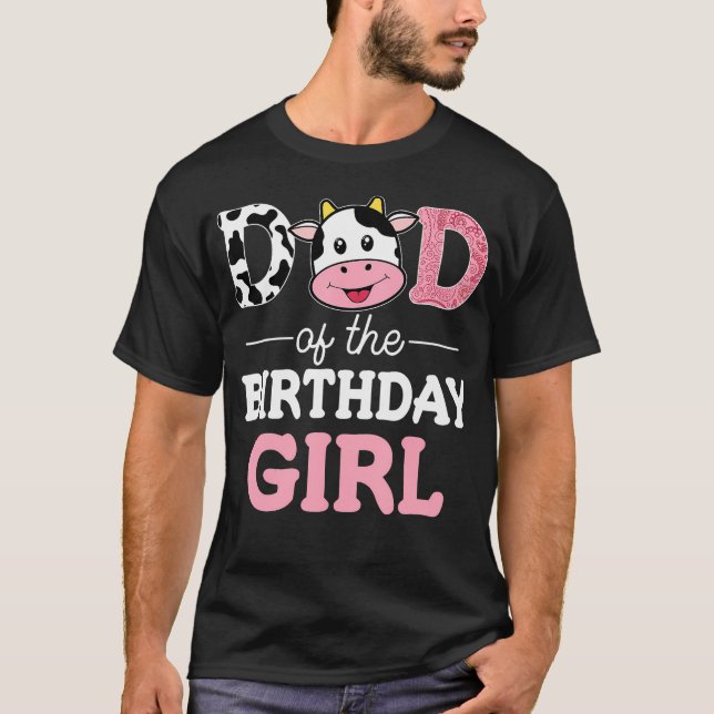 Pappa i Birthday Girl Shirt Farm Cow Pappa Pappa T Shirt (Framsida)