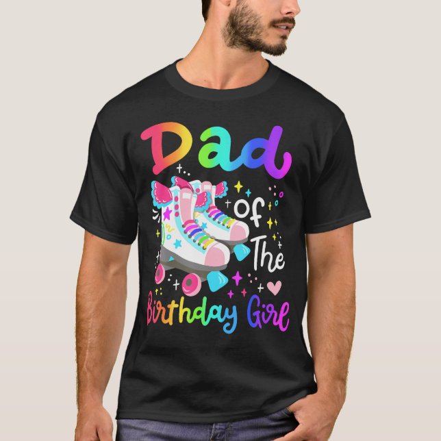 Pappa i Birthday Girl Skater Roller Skate Famil T Shirt (Framsida)