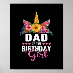 Pappa i Birthday Girl Unicorn Girls Poster