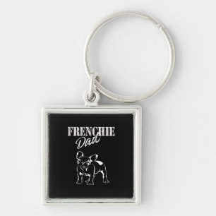 Pappa i Cute Frenchie Funny Fransk Bulldog Älskare Fyrkantig Silverfärgad Nyckelring