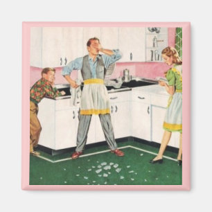 PAPPA I DEN RETRO MAGNETEN 1950 FÖR FÖRKLÄDE MAGNET