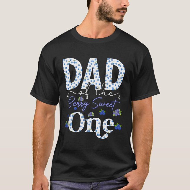 Pappa i den söta en första sötad blåbär t shirt (Framsida)