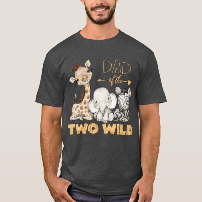 Pappa i den två Vilden Safari Birthday T-Shirt (Framsida)